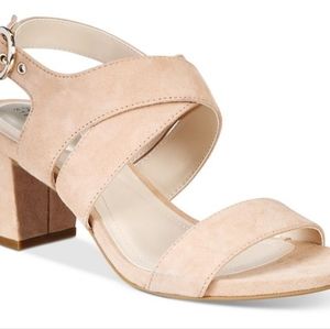 New Blush Alfani Step N Flex Suede Block Heels
